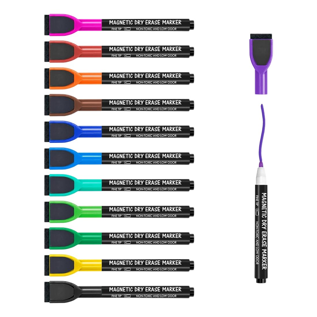 Rotuladores Pizarra Blanca Magnetica, 12 PIezas, Marcadores Magicos Rotuladores Niños, Rotulador Pizarra Blanca con borrador son Óptimo para Material Hogar Escolar y de Oficina(12 Colores)