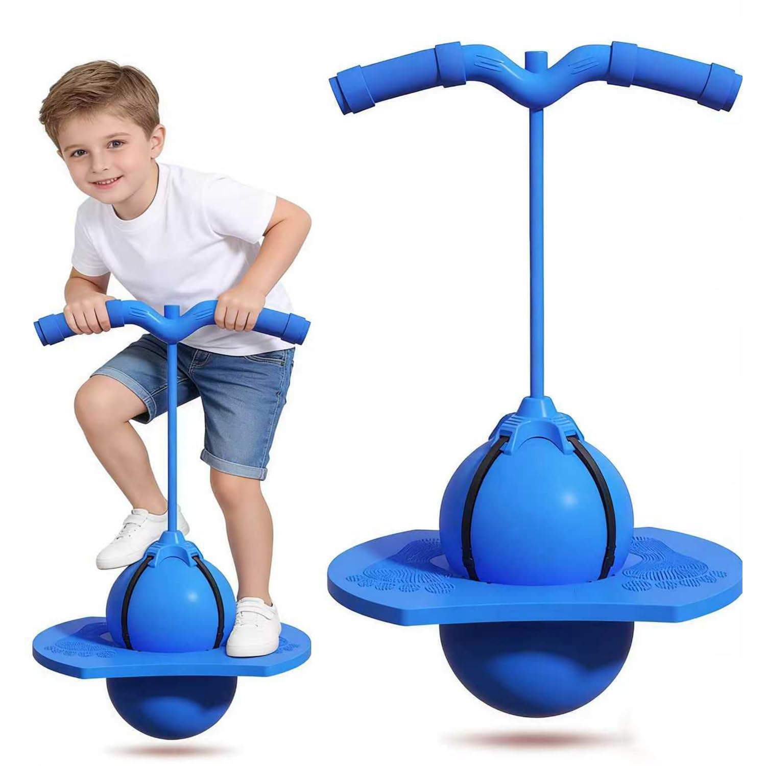 Pogo Sprungball für Kinder und Erwachsene, Hüpfball mit Stange, Sprungball Kinder Outdoor Hüpfspielzeug, Pogo Ball zum Trainieren des Gleichgewichts, Tragfähigkeit bis 300 kg (A)