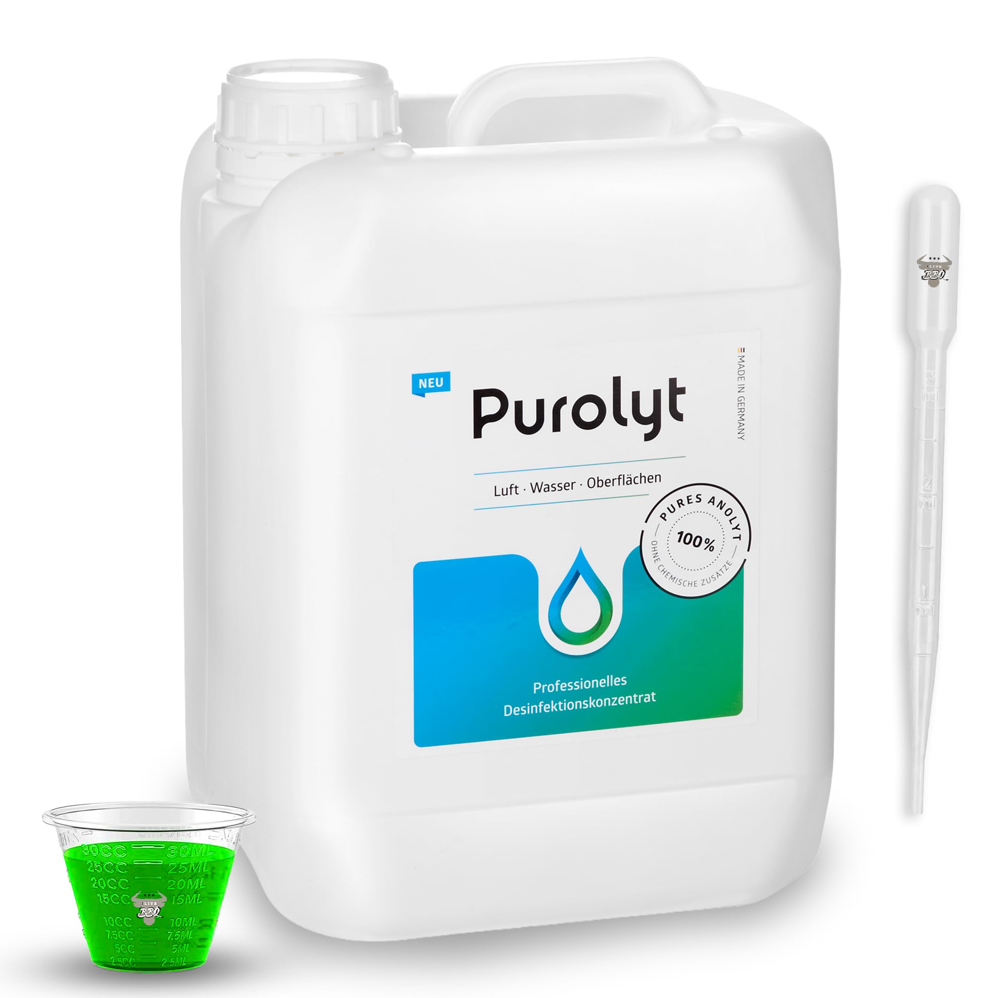Purolyt Desinfektionskonzentrat 5L mit Pipette und Messbecher – Professionelle, chemiefreie Desinfektion für Luft, Wasser und Oberflächen