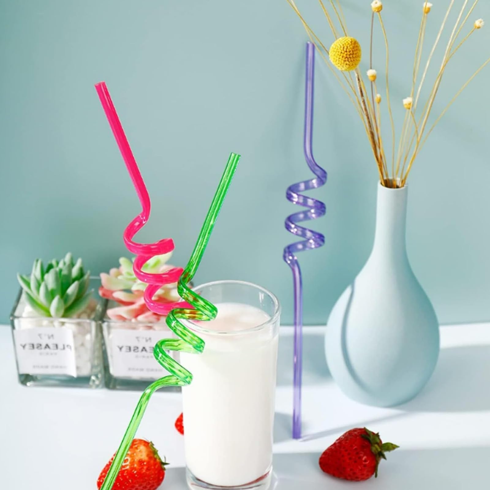 10 Pieces Curly Straws, Silly Straws, Plastic Straws Reusable - Image 4