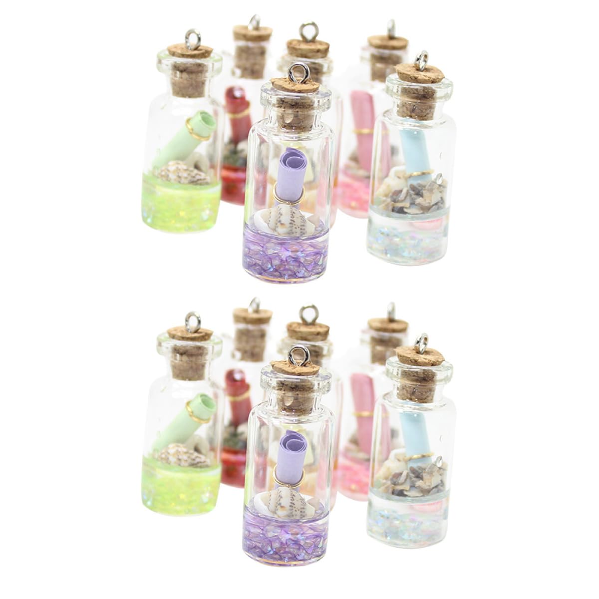 Mini botellas de colores para colgantes de resina de manualidades, collares y bisutería DIY