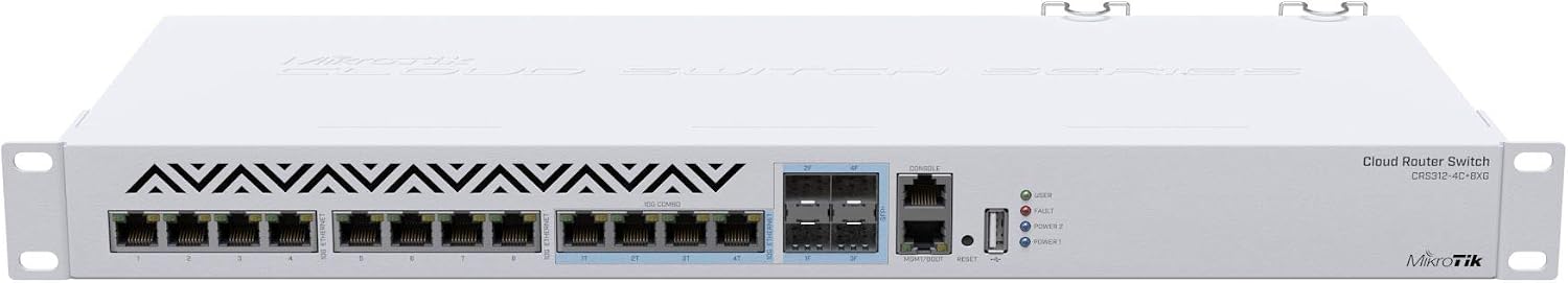 MikroTik CRS312-4C+8XG-RM – Network Switch L3, 10G, Ethernet (100/1000/10000), 1U, White