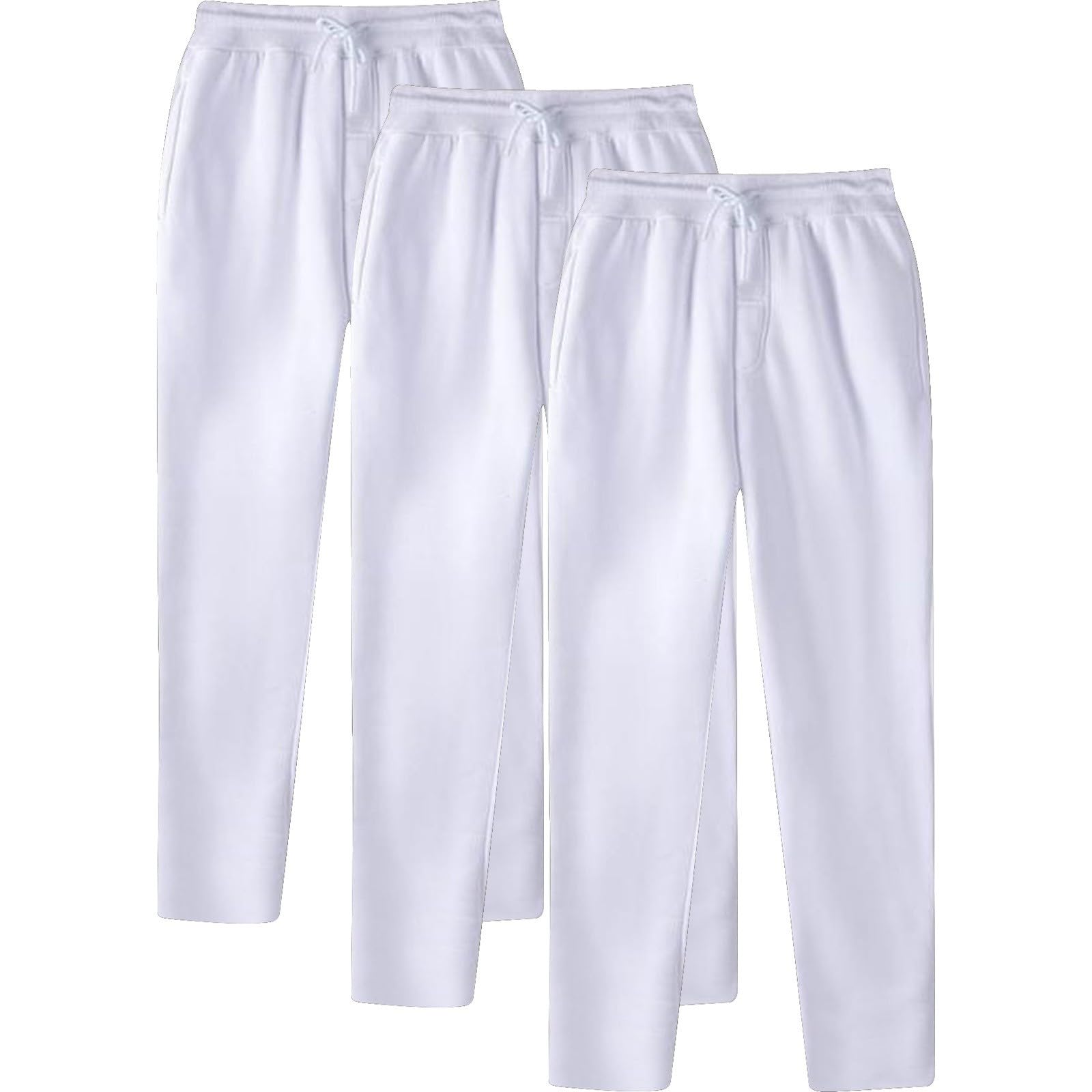 Confezione da 3 pantaloni da jogging da uomo, pantaloni da jogging a gamba | Pantaloni da jogging con orlo aperto elastico in vita pantaloni della tuta con coulisse vestibilità ampia pantaloni da tuta