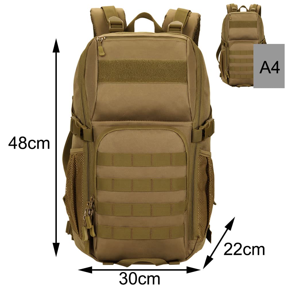 Plecak taktyczny, wojskowy Molle plecak na wędrówki, trekking, outdoor, podróż, wodoodporny, 30 l, zielony, XL