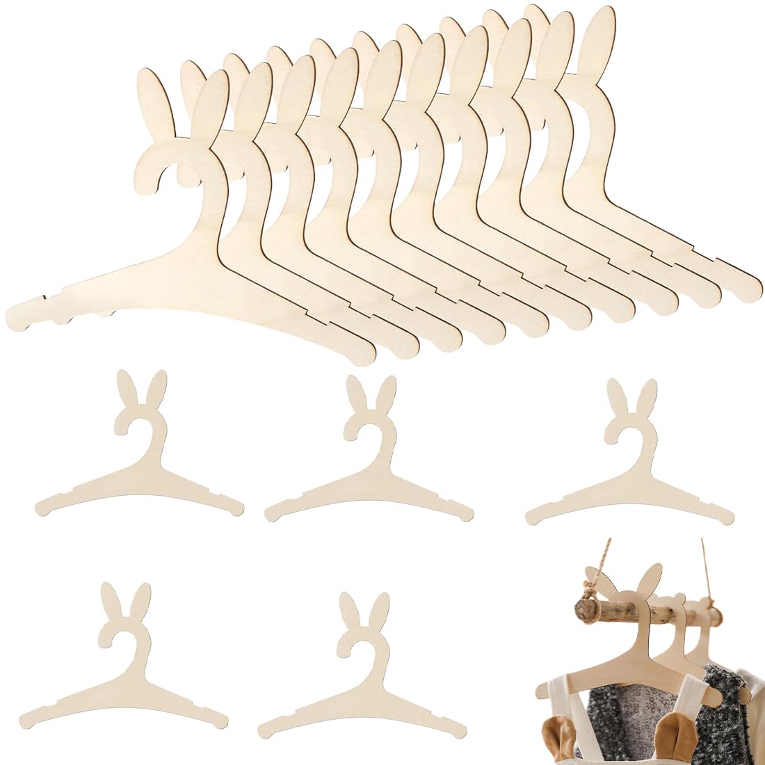 15 Pezzi Appendini in Legno per Bambini, Gruccia Neonato Legno, design a scanalature, per Unisex Bambino Neonati Regalo, per decorare e appendere i vestiti (15,5 x 22,7 cm)