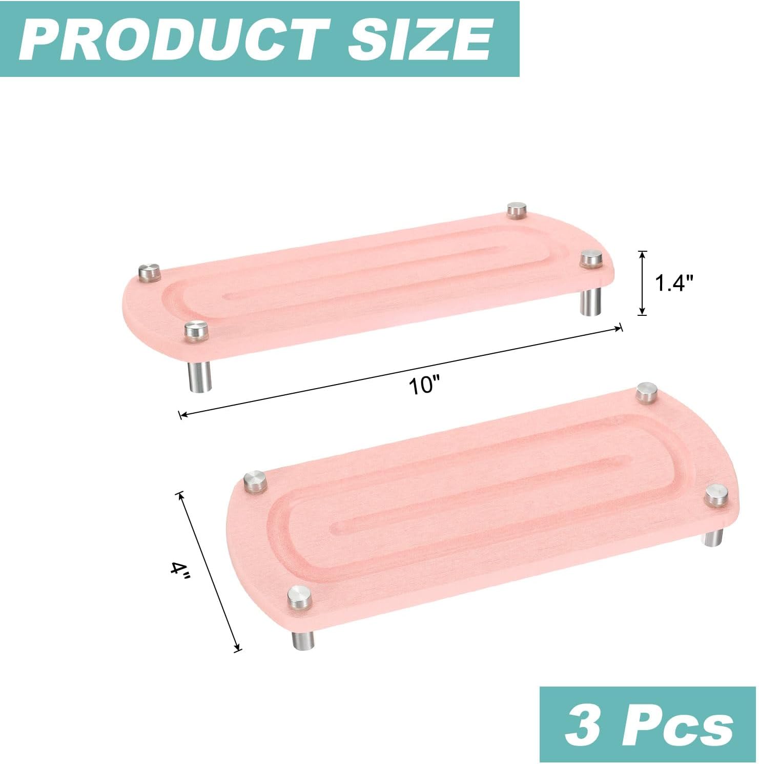 uxcell 3 Pcs Instant Dry Sink Caddy Organizer, Kitchen Sink Organizer Sponge Holder, Sink Diatomaceous Stand Riser with Stainless Steel Feet, Pink