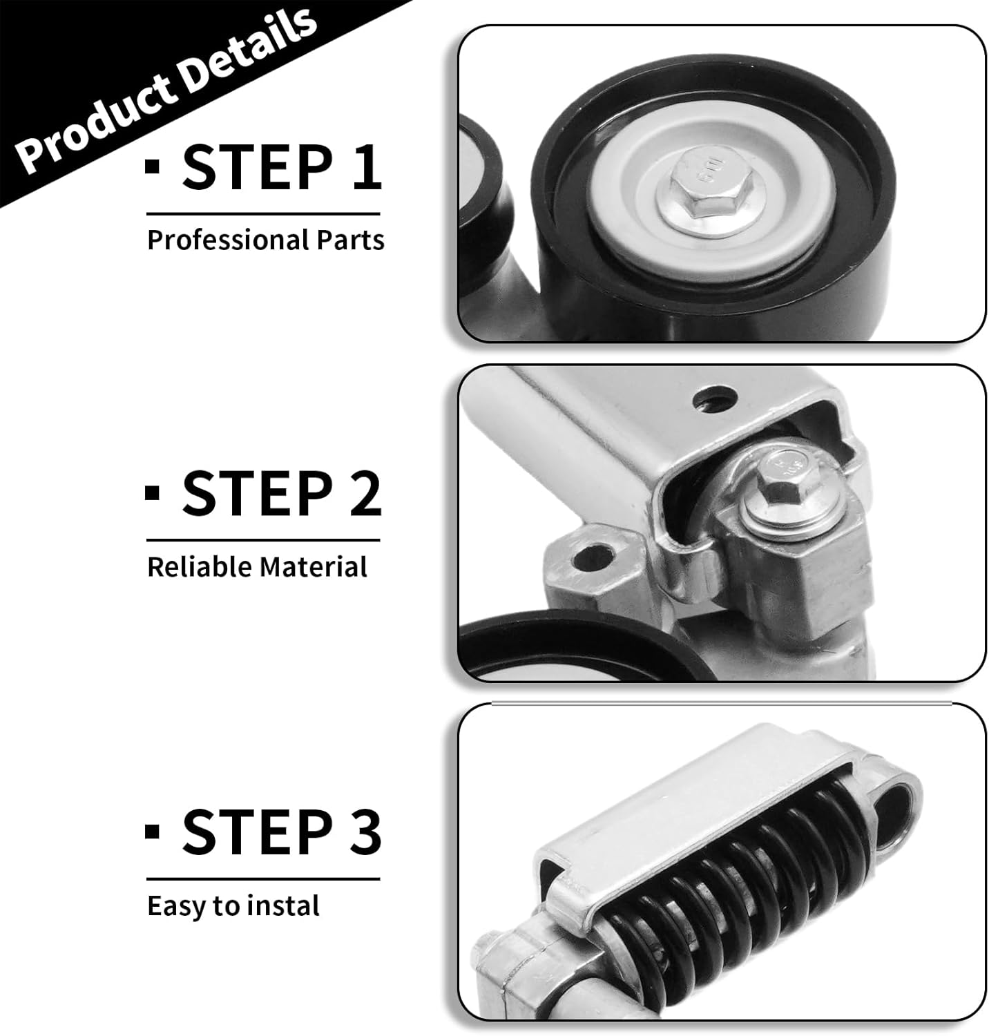 12663047 Drive Belt Tensioner Assembly with Pulley and Serpentine Belt Replacement for Chevy Impala 2014, Malibu 2008-2010 2013-2014, Replacement for Saturn Aura Vue 2007-2009 2.4L