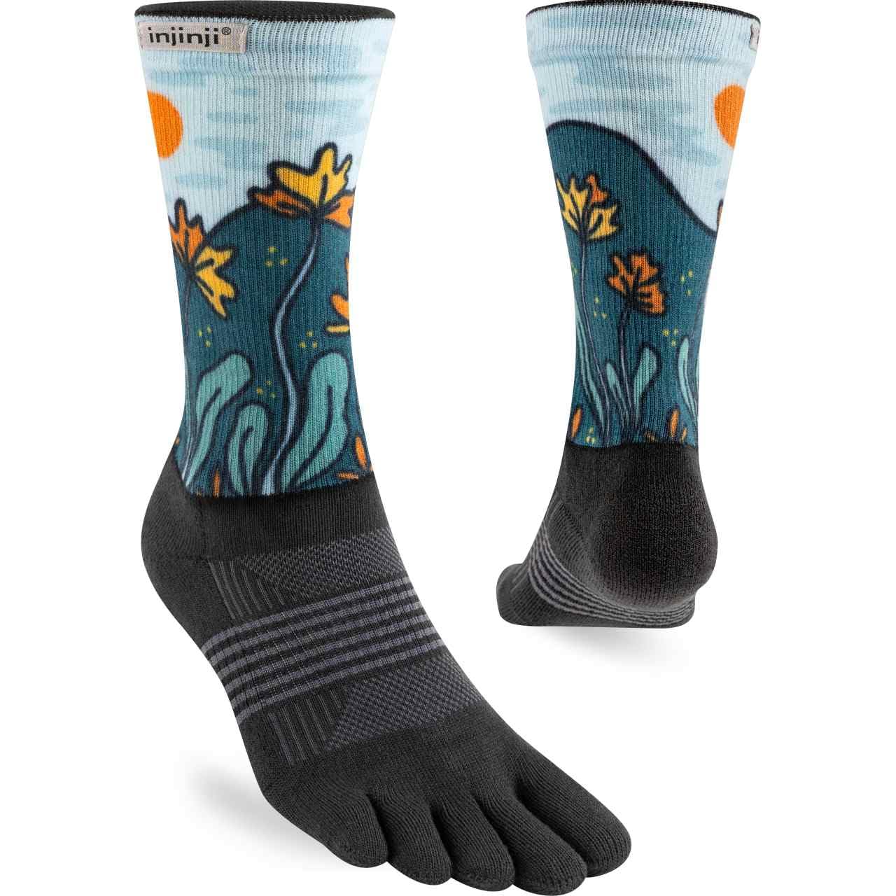 Injinji Calcetines con dedos para mujer, diseño de artista, talla M/L, amapola, M/L
