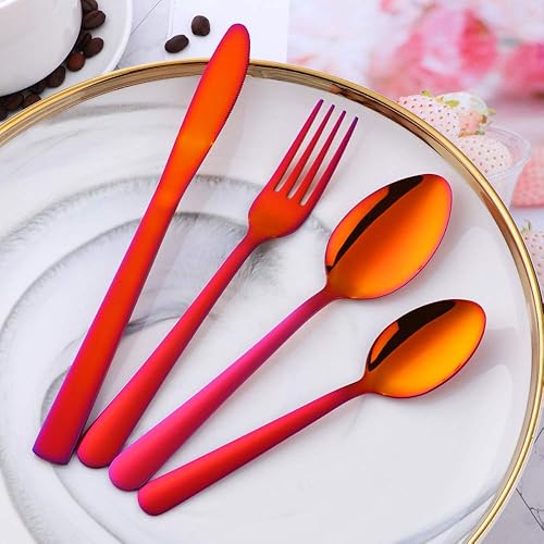 Miniatura 9 de BuyGo - Juego de cubiertos de acero inoxidable, 4 piezas, servicio para 1, color plateado