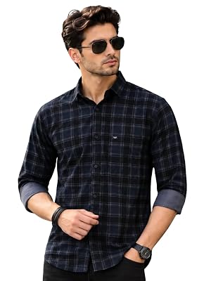 Majestic Man Men Small Checkered Slim Fit Cotton Casual Shirt