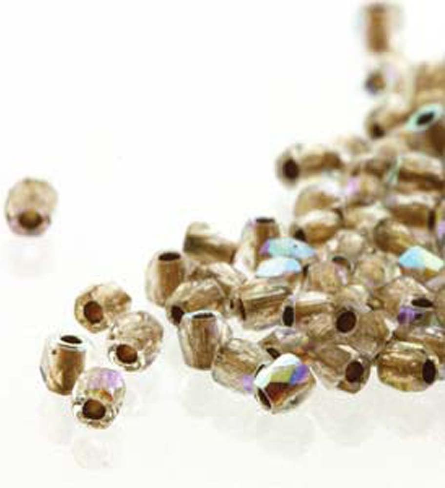 Fire Polish True2s 2mm Czech Glass Crystal Ab Bronze Lined 600 Beads