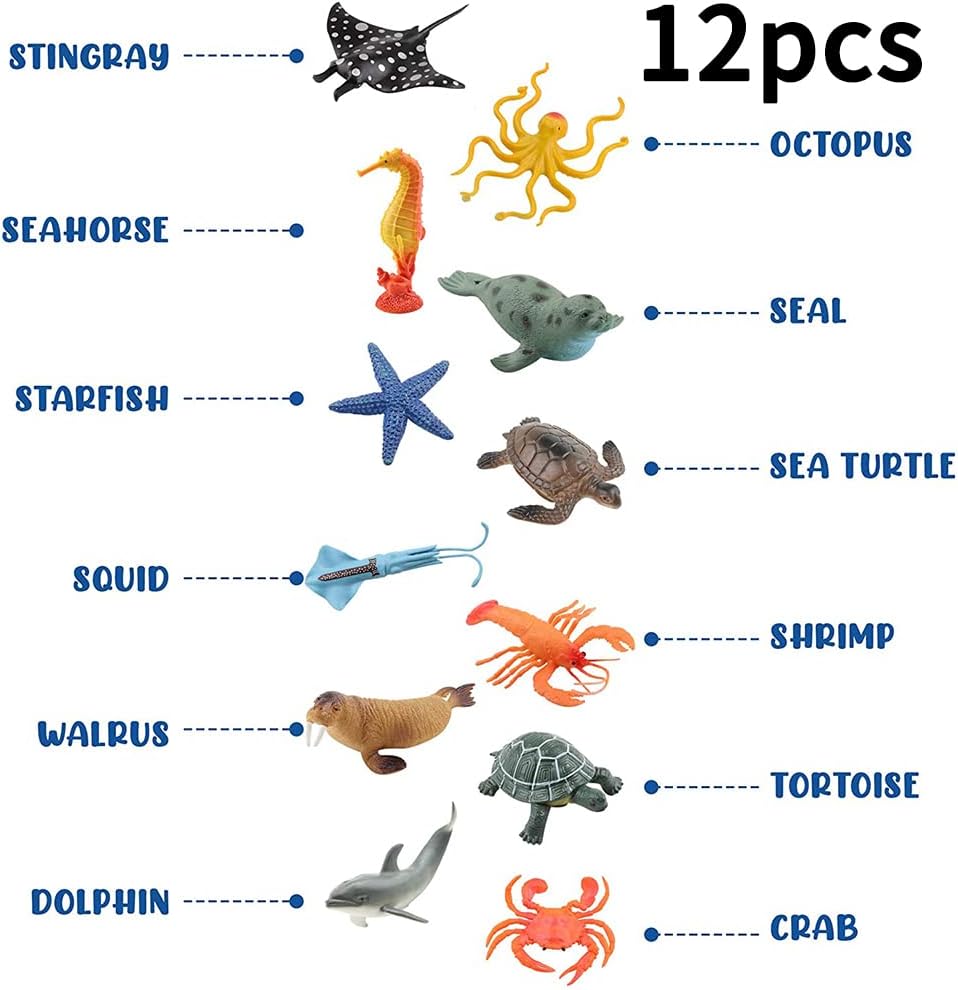 12 Pieces of Mini Marine Life Toys Marine Miniature Animal Toys Infant