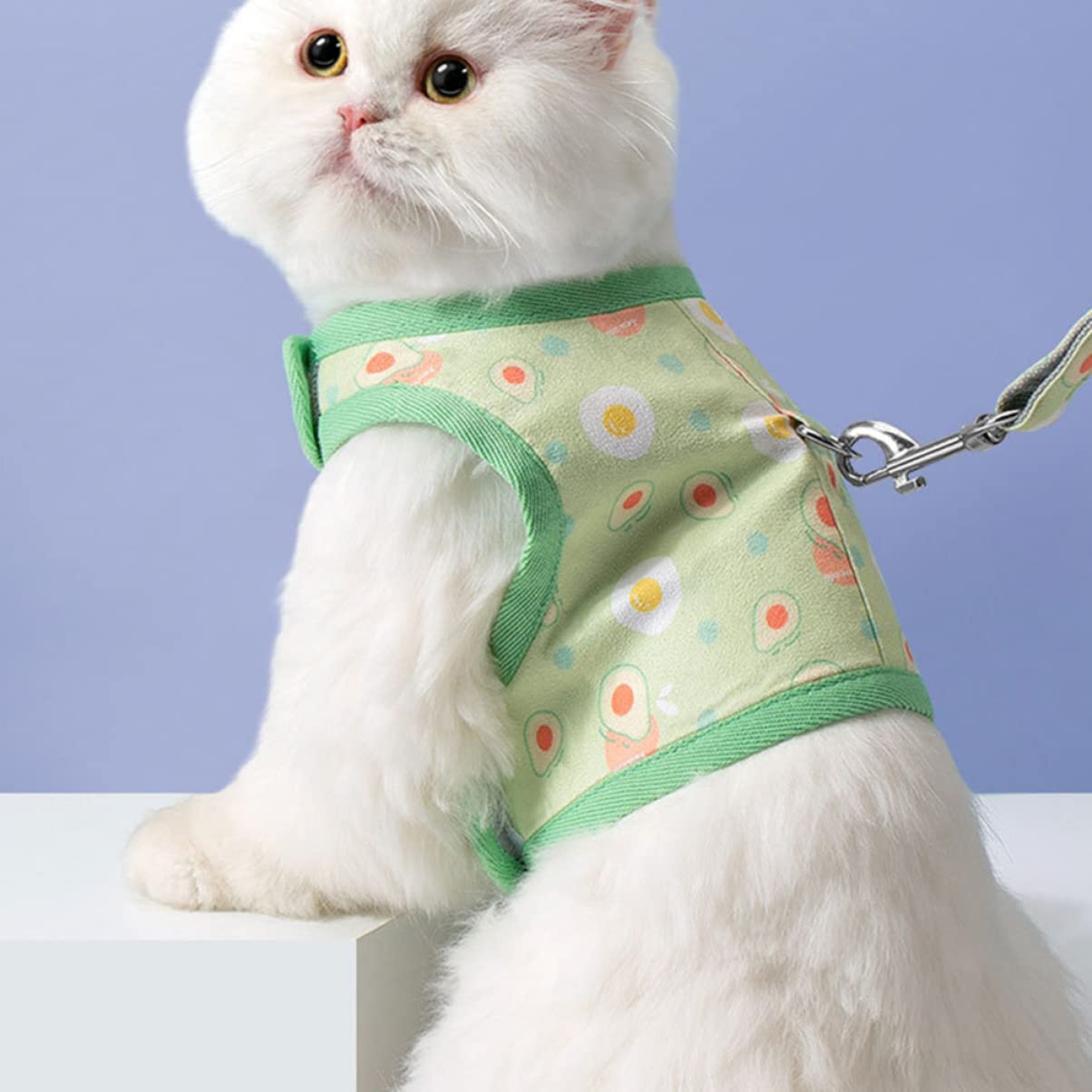 Happyyami 4juegos Arnés y Correa para Gato con Diseño De Aguacate Arnés y Transpirable para Cachorros y Gatitos para Paseos Al Aire y Entrenamiento Mediano