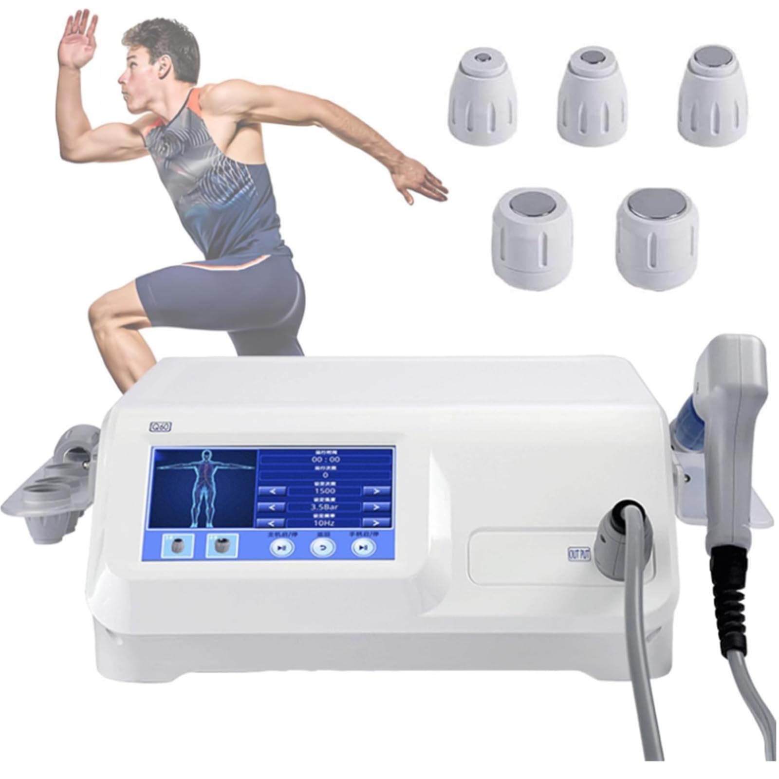 Macchina Per Terapia Ad Onde D'urto, ED Fisioterapia Pneumatica Ad Onde D'urto Massaggiatore Muscolare Profondo Per Alleviare Il Dolore Muscolare Con 5 Teste Di Massaggio Per Disfunzione Erettile