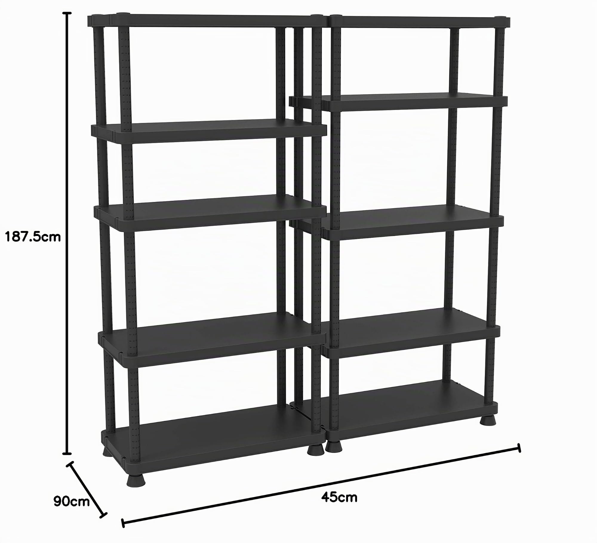 Terry - Scaffale 9045/5c, Étagère Modulaire, Meuble de Rangement, pour Intérieur et Extérieur, 90x45x187,5 cm
