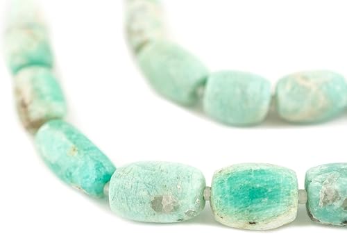 TheBeadChest - Cuentas rústicas de amazonita afgana de 0.472 pulgadas (0.472 in), piedra preciosa ovalada verde Afganistán, agujero grande, hebra de