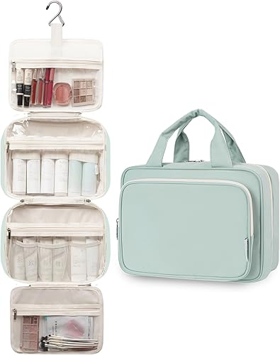 Miniatura 4 de Narwey Neceser colgante para mujer, bolsa de artículos de tocador para viaje, tamaño esencial, accesorios, A-verde menta, Large (4
