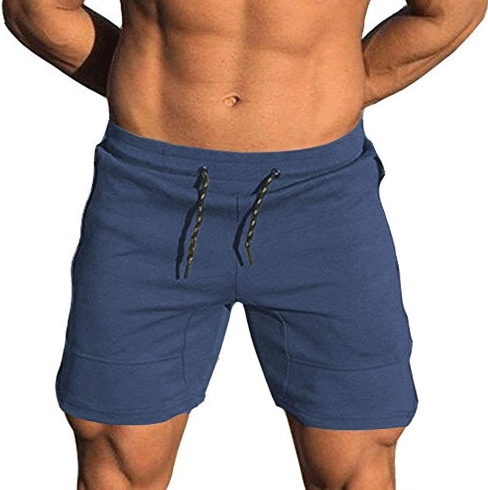 EVERWORTHMen's Solid Gym Workout Shorts Bodybuilding Running Fitted Training Jogging Short Pants with Zipper Pocket 3 Colors