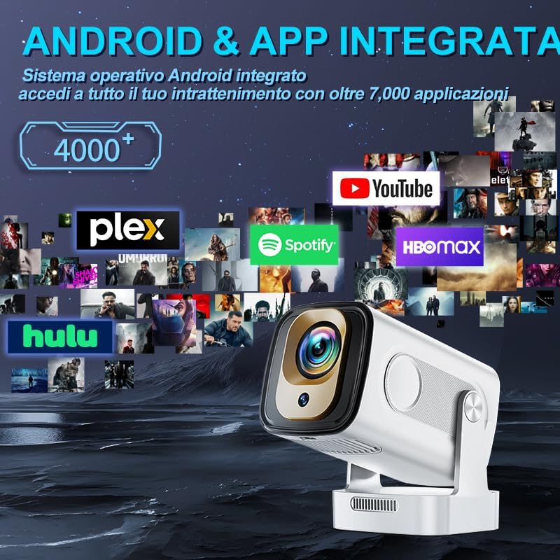 Miniatura 8 de Proyector Enfoque automático y 1080P nativo y aplicaciones integradas Mini proyector portátil 1080P, 4K Full HD con WiFi 6 y Bluetooth 5.4, enfoque