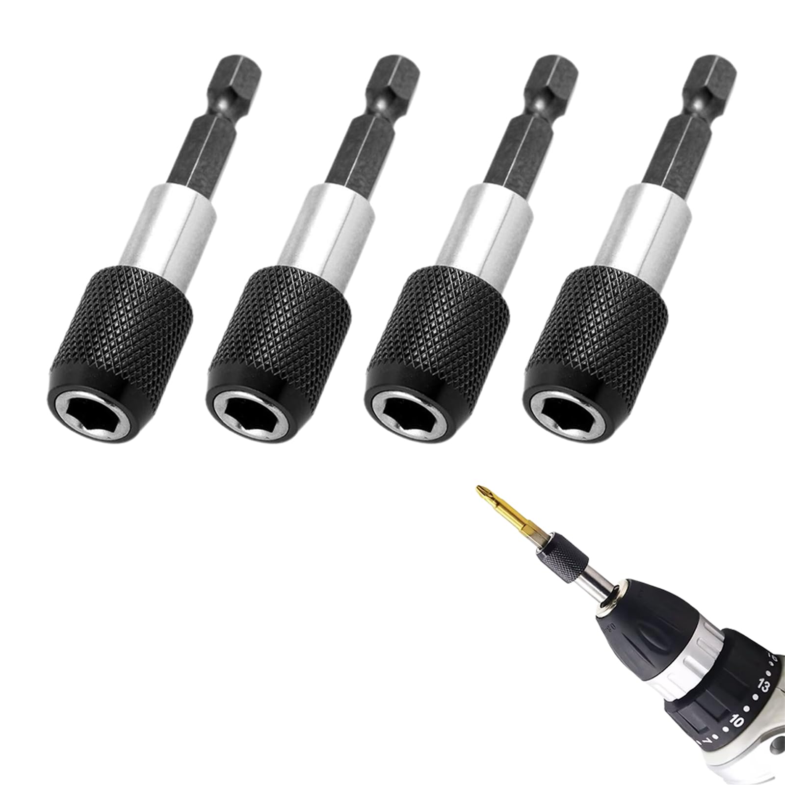 Set 2 Portapunte Magnetici A Cambio Rapido - Prolunghe 150mm E 300mm, Per Avvitatori - Foto 8