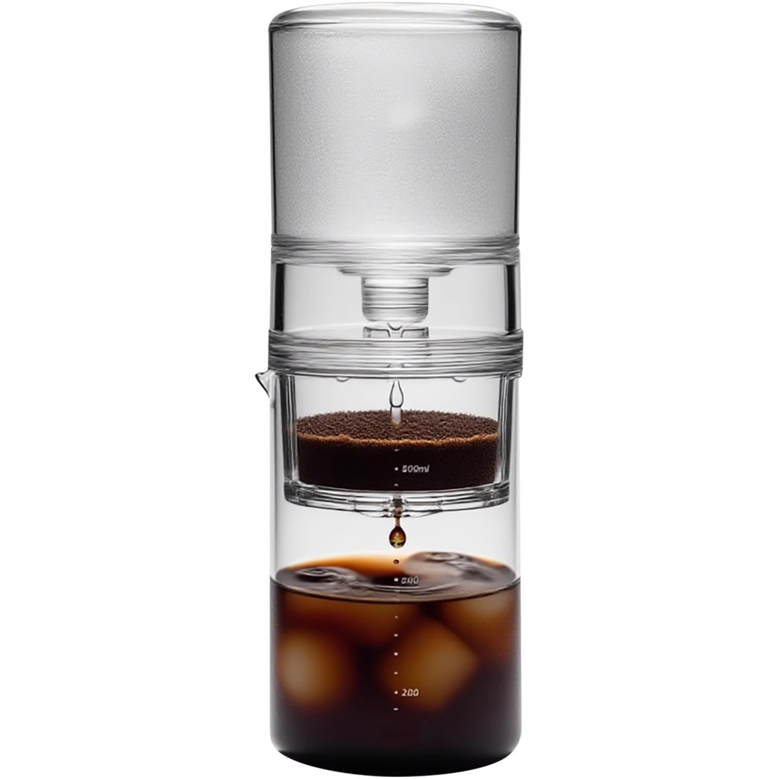 Ekspres do kawy Cold Brew, zaparzacz do mrożonej herbaty z regulowanym przepływem wody, szklana karafka 600 ml, 2-4 filiżanki do domowego biura