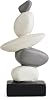 Stacking Stone Sculpture, Modern Balancing Zen Statue, White and Grey Rock Art, Home Office Table Decor (White and Gray - 10.43