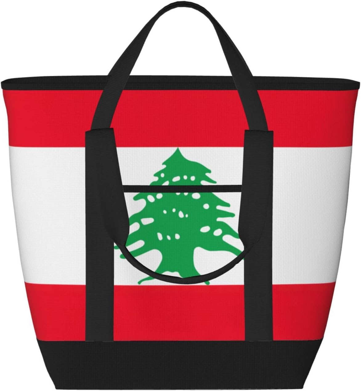 Flag Of Lebanon Print Large Cooler Bag Tote Bag,Reusable Grocery Bag,Lunch Box Bag, For Picnic Beach Camping