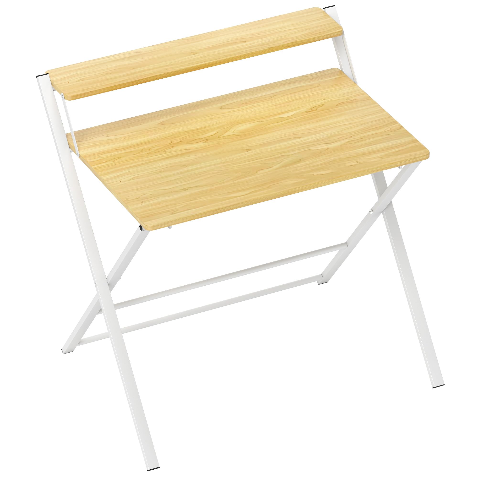 HOMCOM Escritorio Plegable Mesa de Escritorio Plegable con Estante Abierto Escritorio Pequeño para Estudio Hogar Oficina 86x66x82 cm Natural