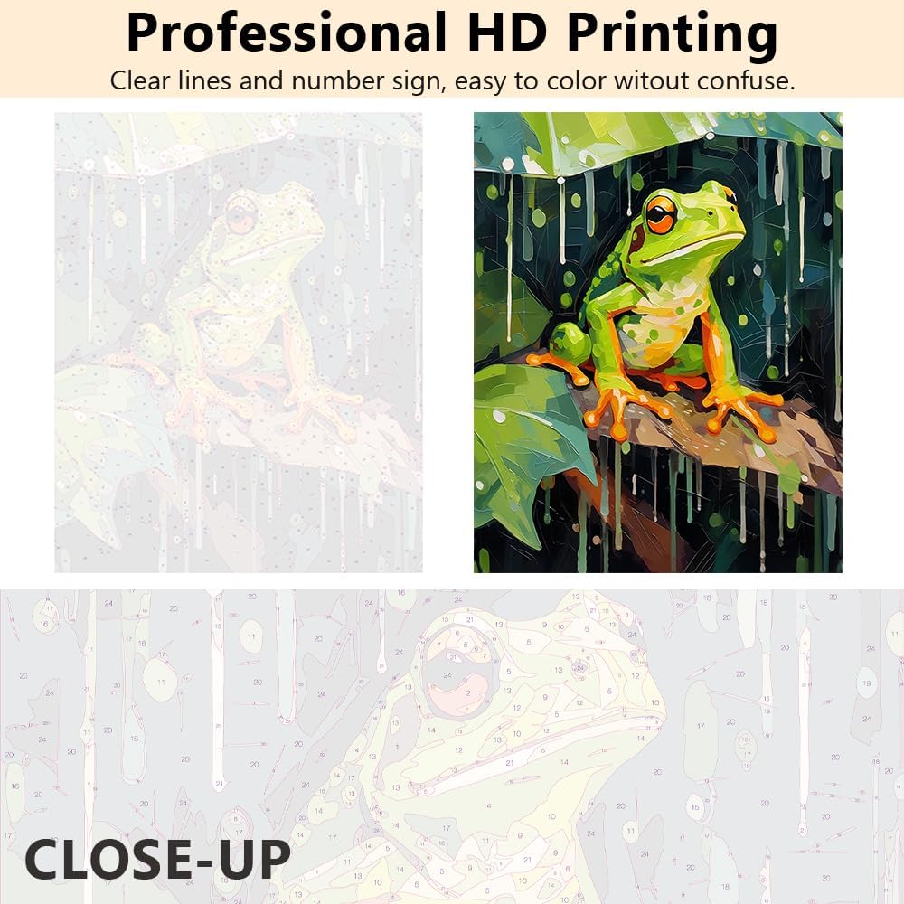 TUMOVO Paint by Numbers for Adults and Kids Frog Sitting on a Branch DIY Paint by Number Oil Paintings Arts and Crafts Paint by Numbers Kits Acrylic Painting Home Decoration 16 x 20 Inch