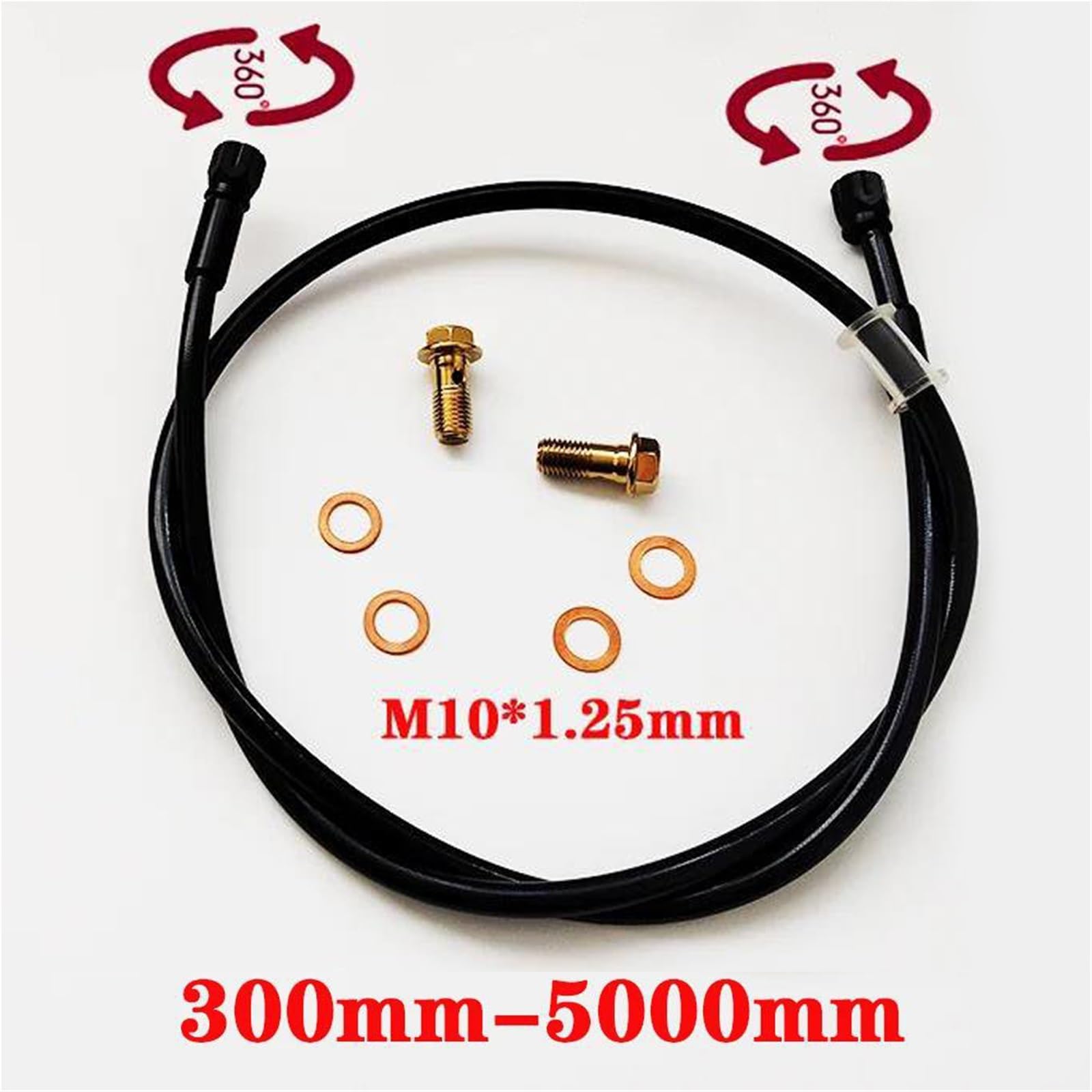 Conduite de Frein Durite De Frein Tressée AN3 M10 pour Moto (0°-0°) Accessoires : d'embrayage Hydraulique, Maître-Cylindre, Flexible(2500mm)
