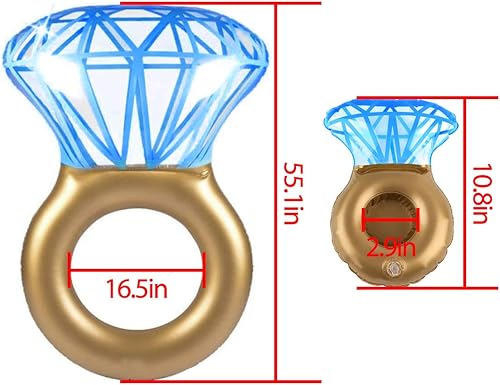 Miniatura 5 de Flotador inflable de diamante para piscina, anillo de compromiso para despedida de soltera, decoración de escenario flotante para natación (azul)