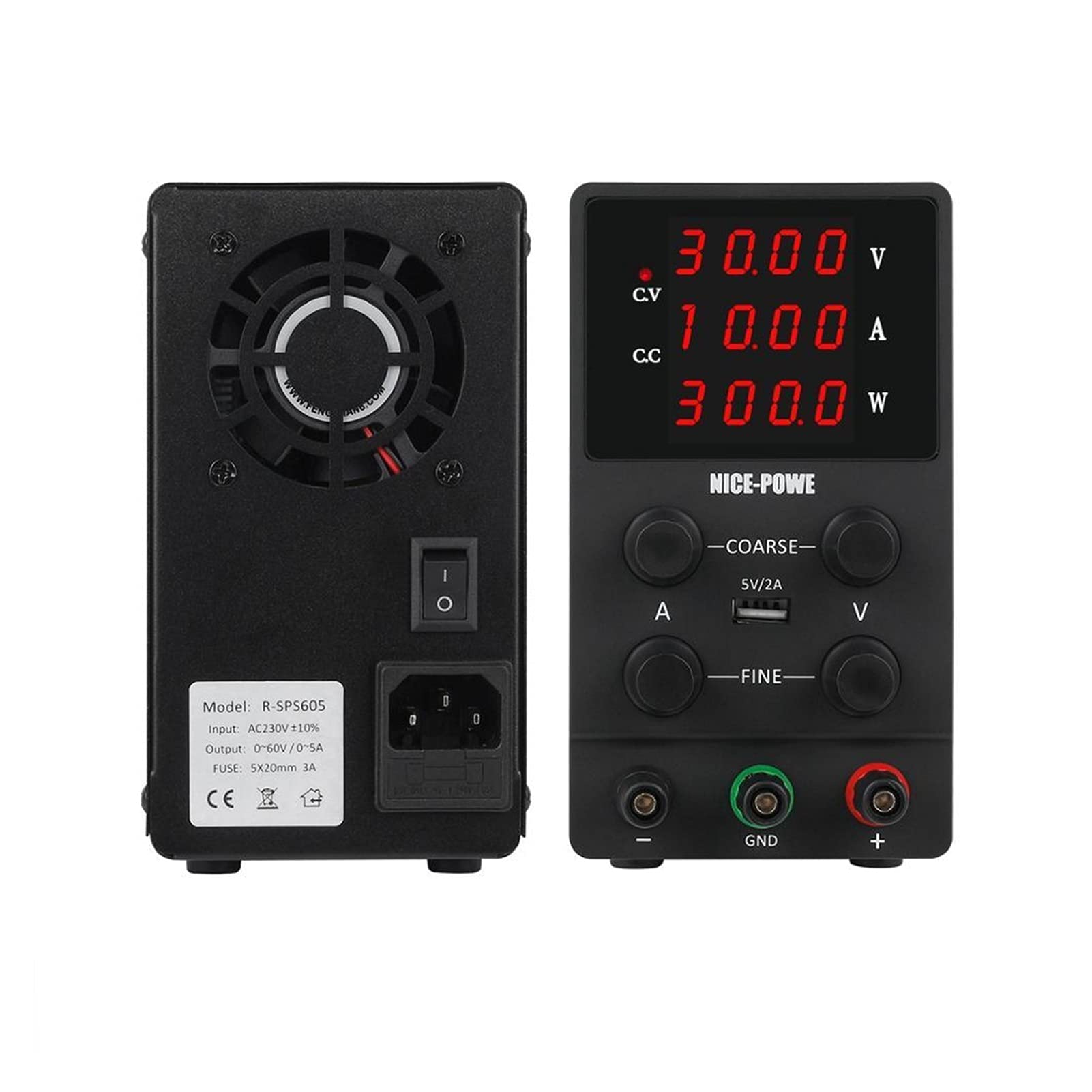 JCMYSH Variable Power Supply 4 Digits USB DC Lab Power Supply Adjustable 30V 10A 60V 5A 120V 3A Accurate Regulated Voltage Regulator Switching Bench Source Bench Power Supply