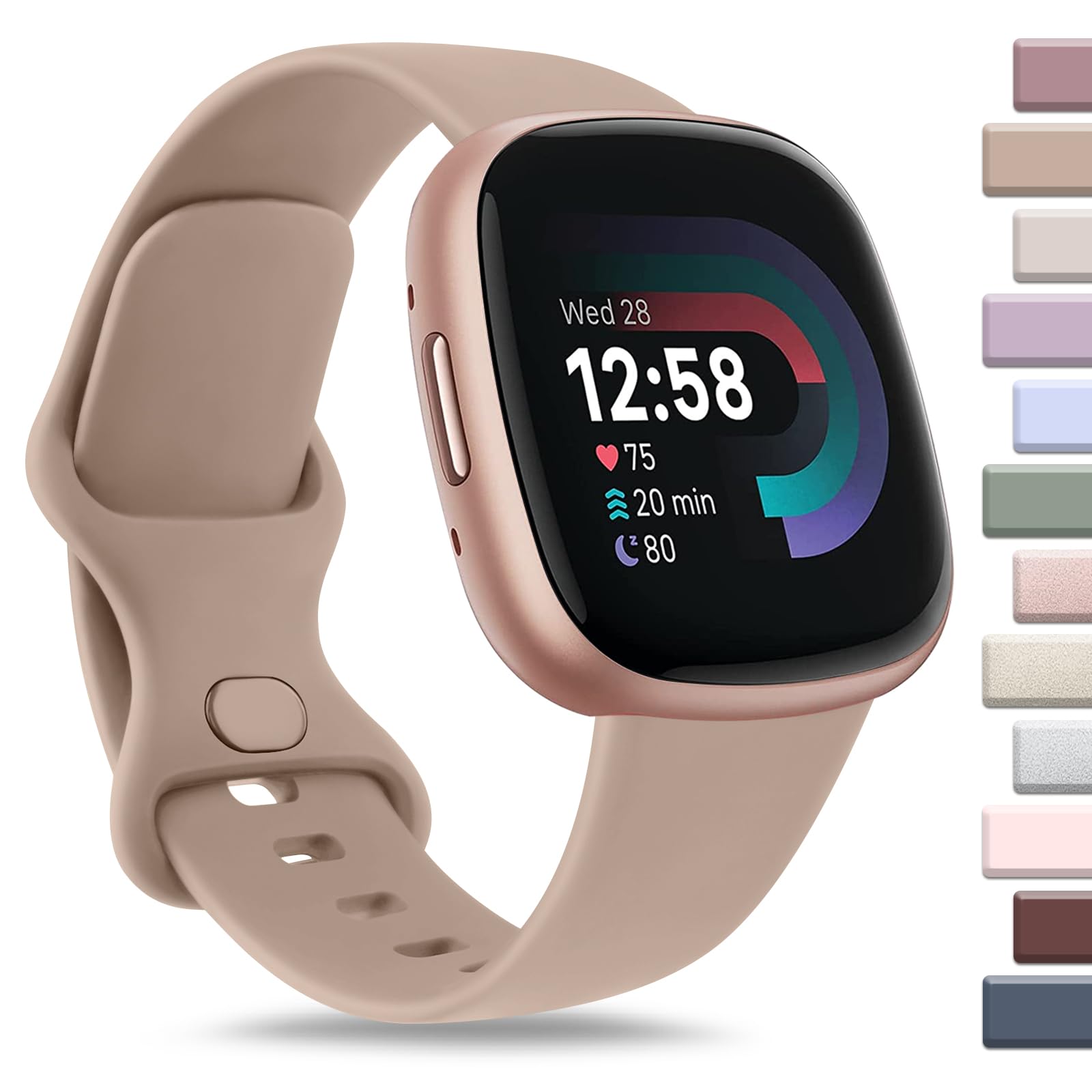 AKSport Band Compatible with Fitbit Sense 2 / Sense Bands/Fitbit Versa 4 / Versa 3 Bands Women Men, Classic Soft Silicone Straps for Fitbit Sense 2 / Sense/Versa 4 / Versa 3 Smart Watch