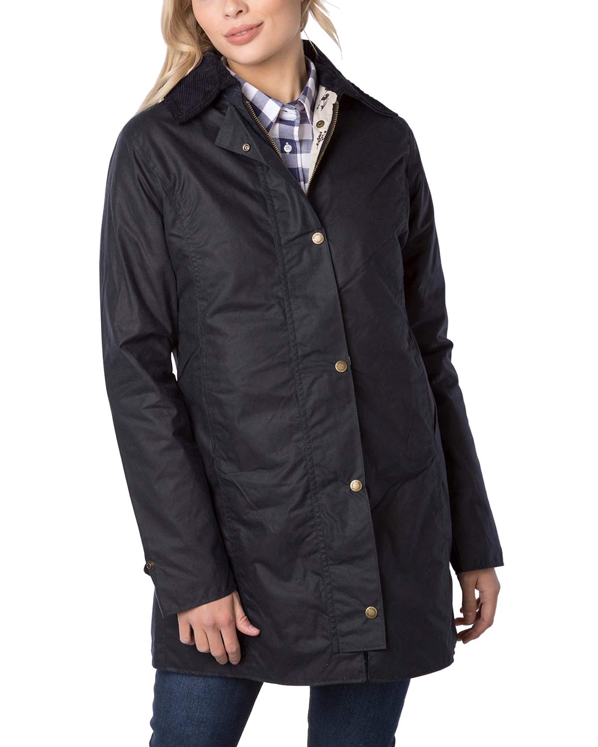 Rydale Women's Navy Hannah Ii 3/4 Length 100% Waxed Cotton Long Jacket Wax Country Riding Coat