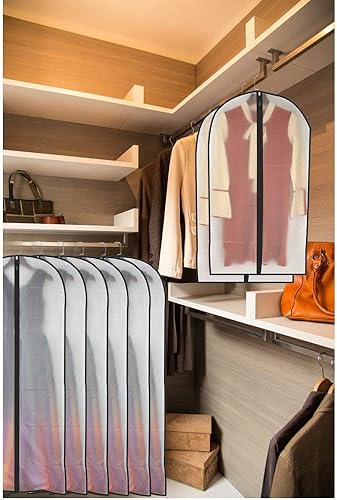 Vista 34 de Bolsas de ropa para colgar ropa, bolsa de traje transpirable (juego de 12) fundas con cremallera, bolsas de ropa de PEVA, bolsas impermeables