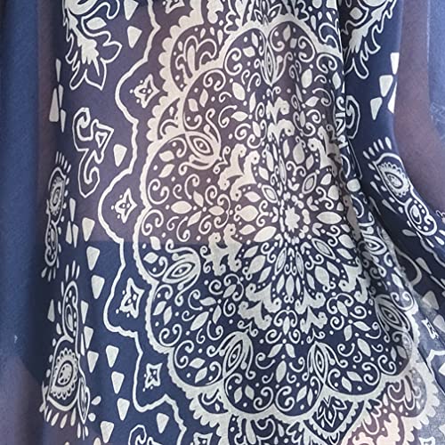 K-Elewon Women's Beach Cover Up Swimsuit Kimono With Bohemian Floral Print Beach Casual Loose Cardigans For Swimwear Resort Wear Bx09-01 Blue #TOP5