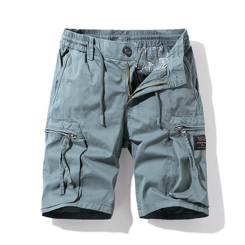 Short jogging hommes multi poche bleu ample fit pantalon cinq points