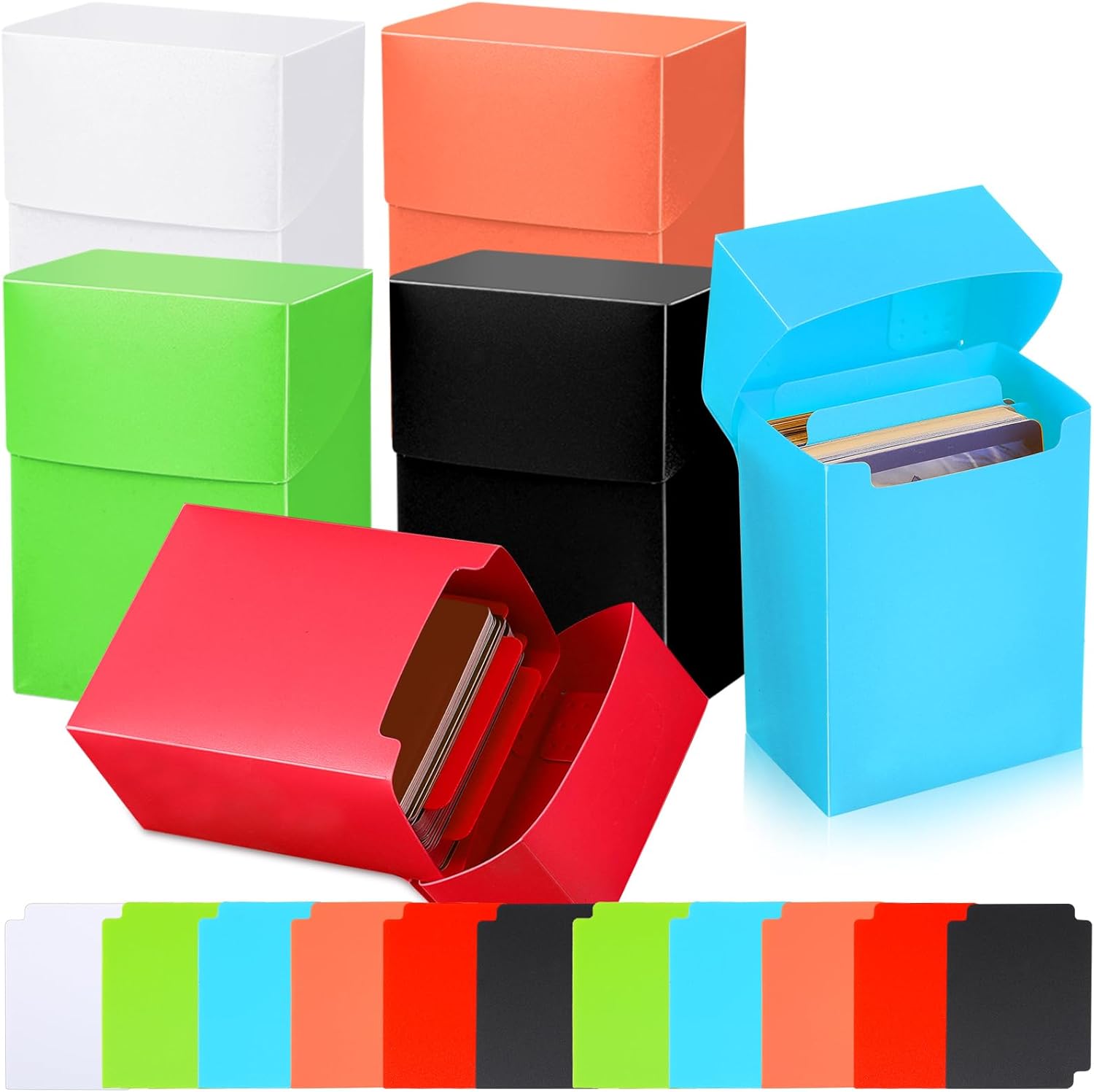 Frienda 6 Pack Deck Cards Boxes Large Capacity with Dividers Fits 80+ Trading Card Games Storage Organizer Cases
