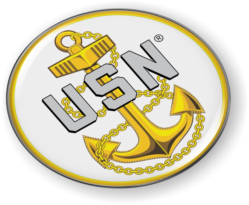 Image of United States Navy Chief Fouled Anchor USN CAR Emblem Badge Flexible | Officially Licensed US Navy Product, 3D Domed, Sticker, made by BestLicensePlateFrames