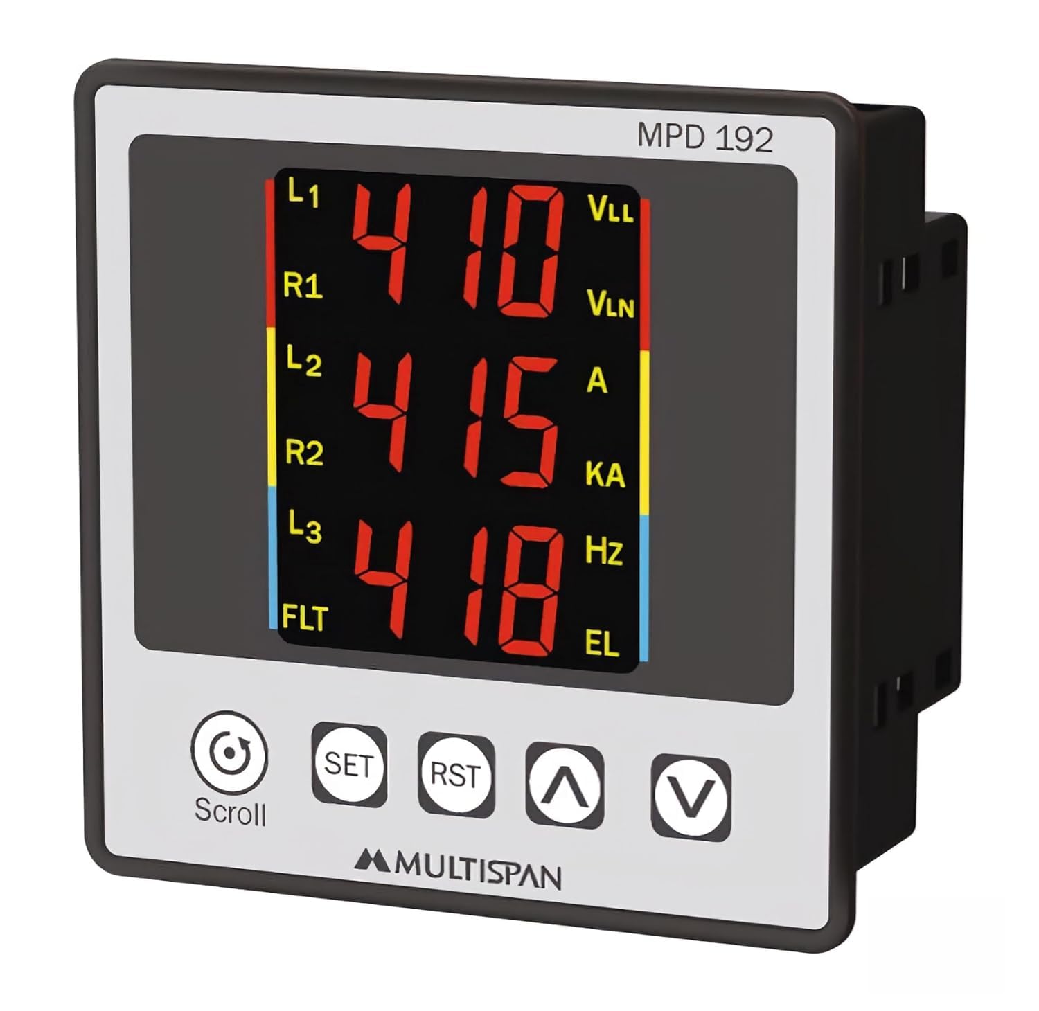 Multispan MPD-192 Three-Phase Digital Motor Protection Device 3-Line Display 96 X 96 X 54 (MPD-192-125A)