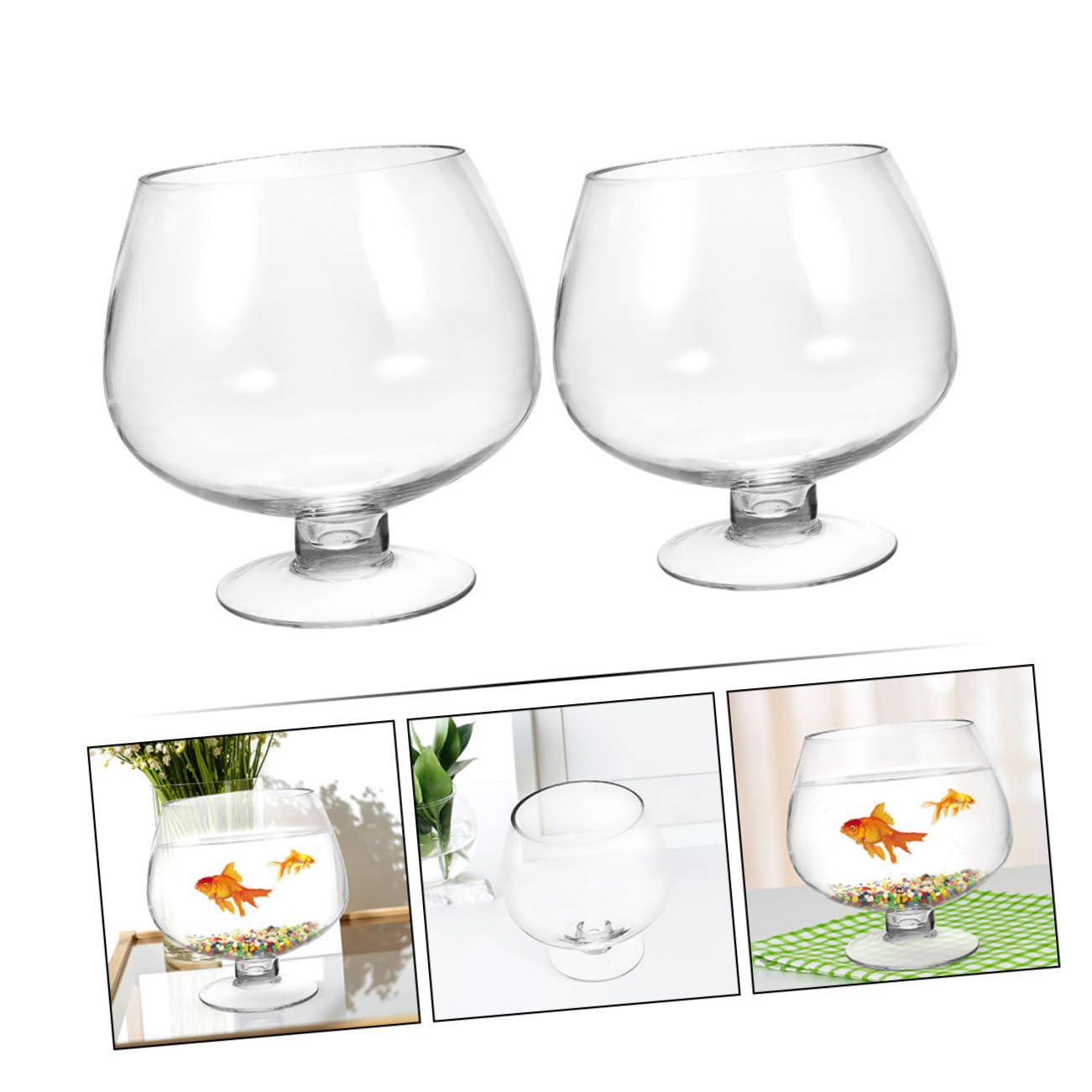 Alipis 2 Pz Vaso Di Di Vino Vaso Fioriera Acquario Da Tavolo Per Pesci Rossi Acquario Per Piante Accessori Per Pesci Piccolo Kit Forniture Di Pesce Alto Borosilicato