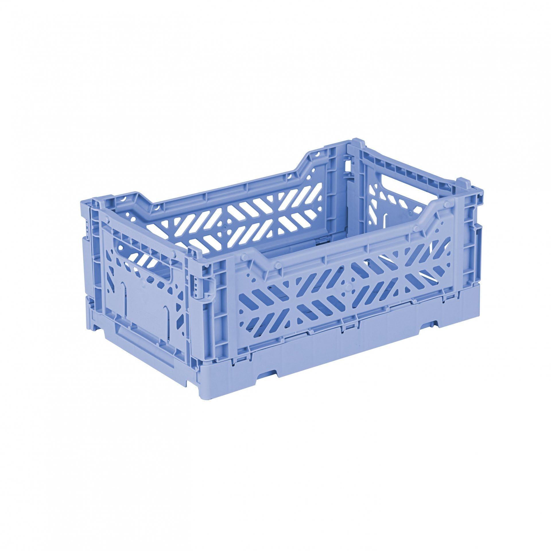 Aykasa Baby Blue Folding Crate, Sturdy Folding Box, Plastic, Stackable, Mini (27 X 17 X 11 Cm)
