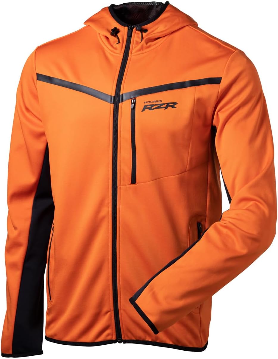 Polaris Off Road Mens RZR Full Zip Tech Hoodie Orange, Small