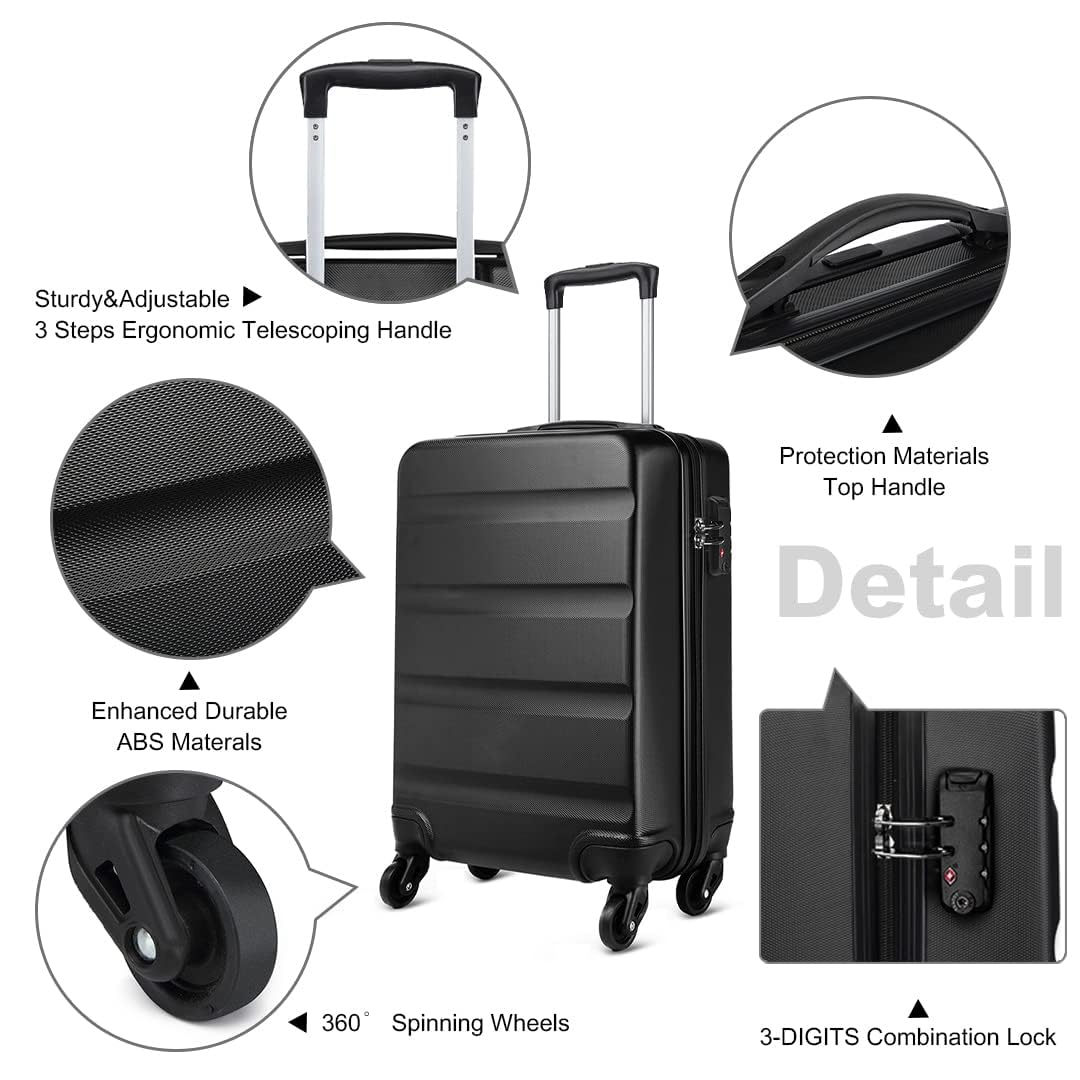 KONO Rigidi e Durata Valigia Alta Qualit ABS Valigie Trolley con 4 Ruote Rotanti e Lucchetto Combinazione Quadrante