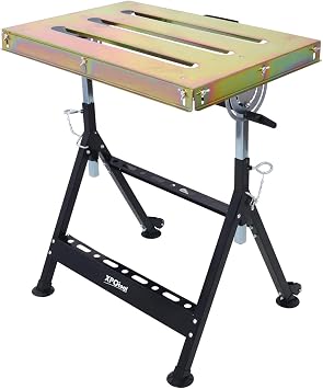Welding Table 30"x20", 400lbs Load Capacity Steel Welding Workbench Table on Wheels, Folding Work Bench with Three Slot, Adjustable Angle & Height