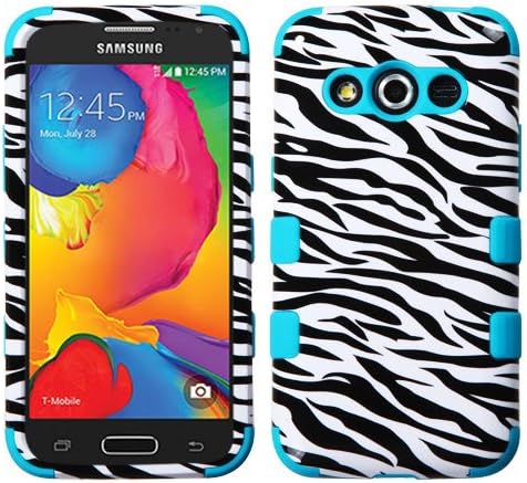 Samsung Galaxy Avant Case, Rock Me Wireless (TM) 2 items Bundle - 24K Gold Plating Electromagnetic Waves Blocking Sticker and Triple Layers Protective Case for Samsung Galaxy Avant G386T. (Zebra / Teal)