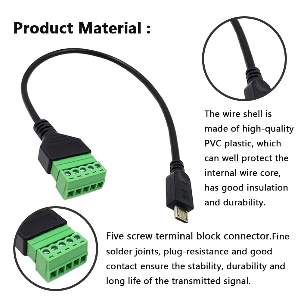 Prise Mâle Micro USB à 5 Broches Vis Bornier Connecteur Adaptateur Câble USB Borne Prise Avec Connecteur De Blindage