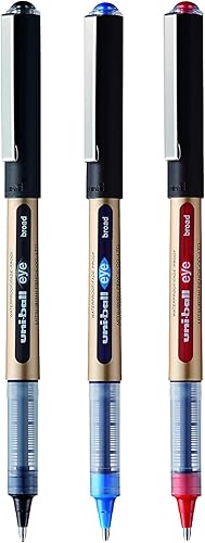 Miniatura 6 de uni-ball On Point 'Stay Gold' Eye - Bolígrafos anchos para escritura a mano, paquete de 3 en tinta negra, azul y roja