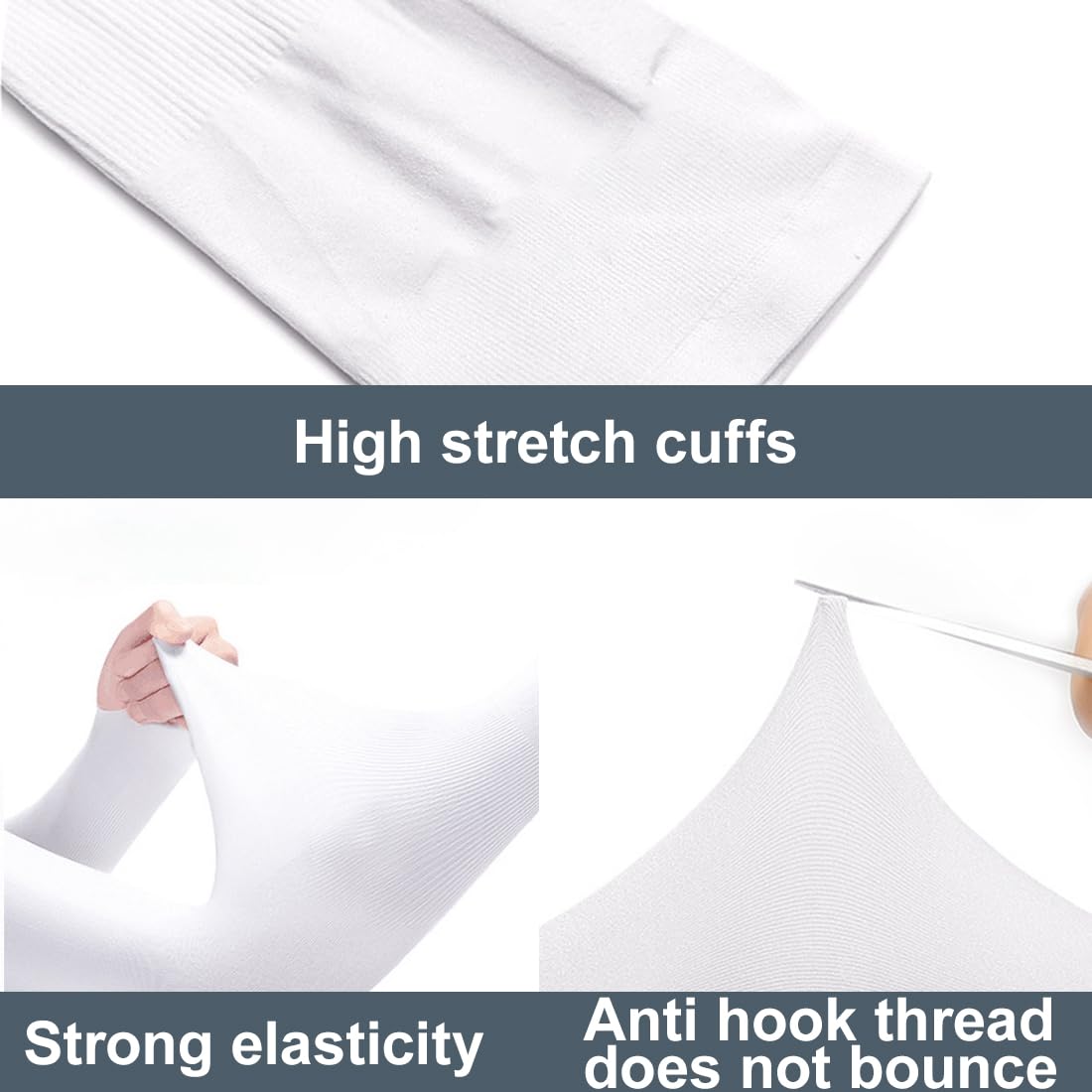 2 Paires Manchette Bras Femme Homme, Unisexe Soie Glacé Manche de Protection Solaire, pour Sport Running Golf Cyclisme