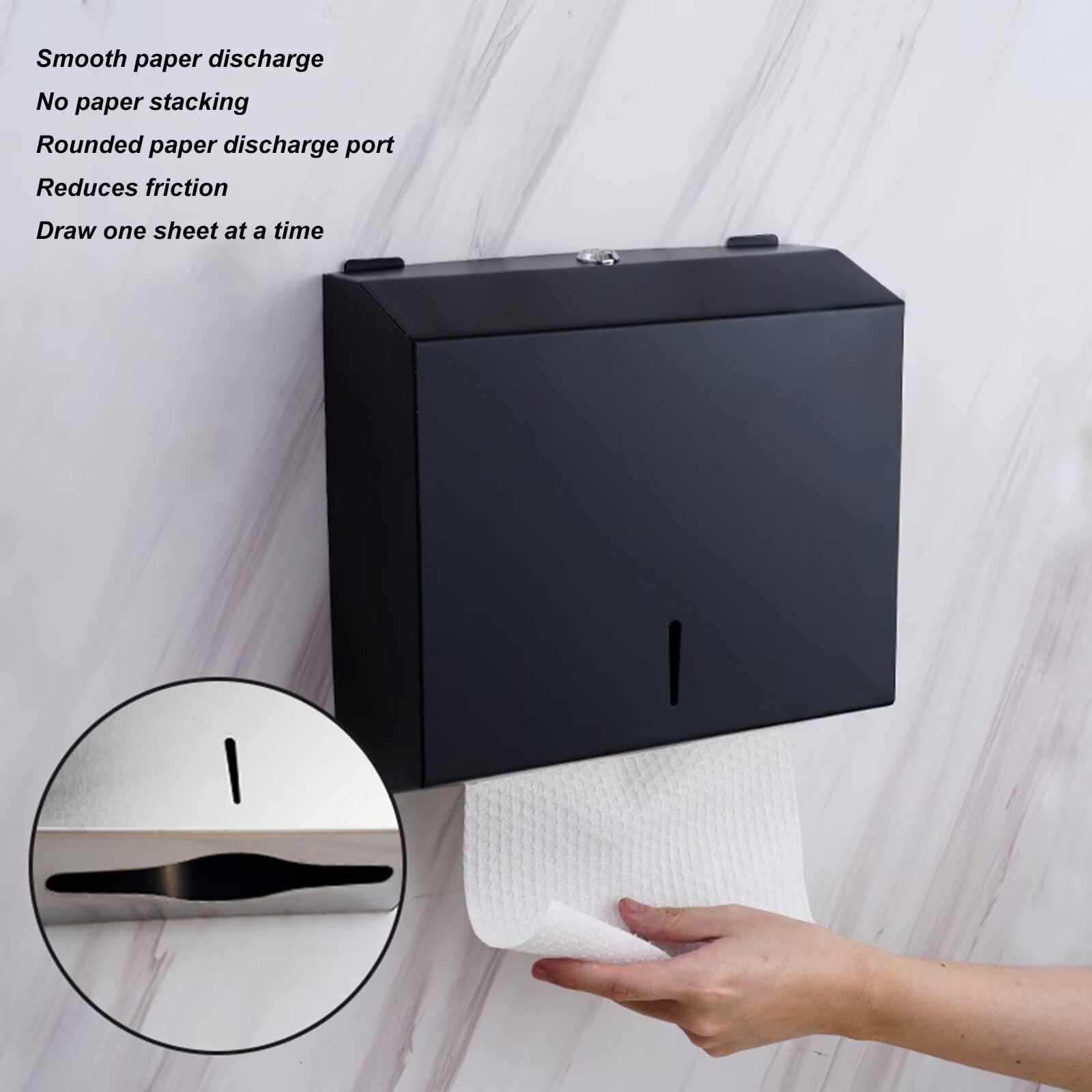 Dispensador de Toallas de Papel, dispensador de Toallas de Acero Inoxidable, con Cerradura, dispensador de pañuelos de Papel montado en la Pared para Cocina, baño, Hotel, Restaurante